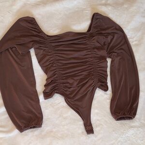 Forever 21 Brown Ruched Bodysuit